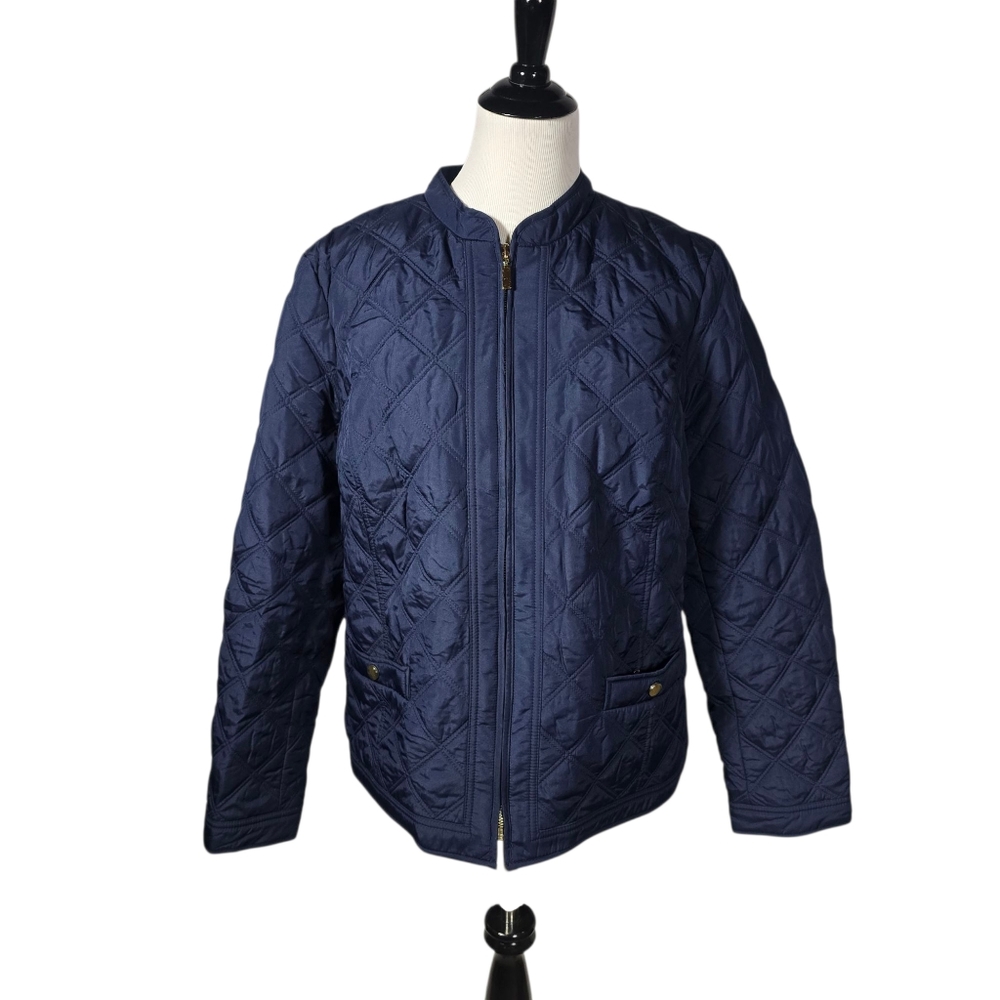Charter Club Large Blue Quilted Zip Jacket